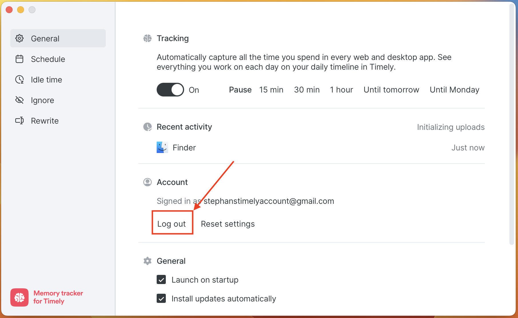Memory for Mac logout