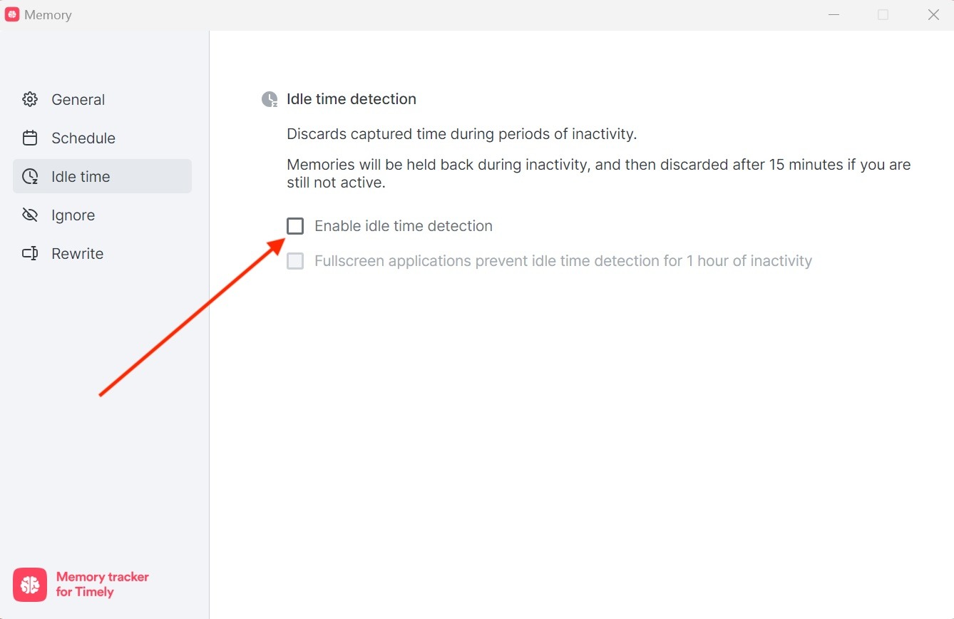 Memory for Windows idle time detection