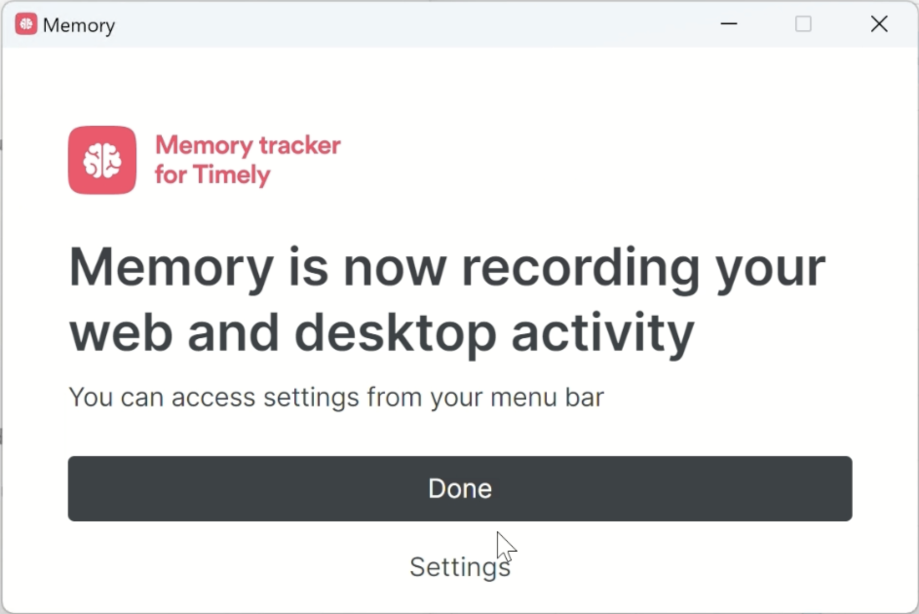 Memory for Windows recording active