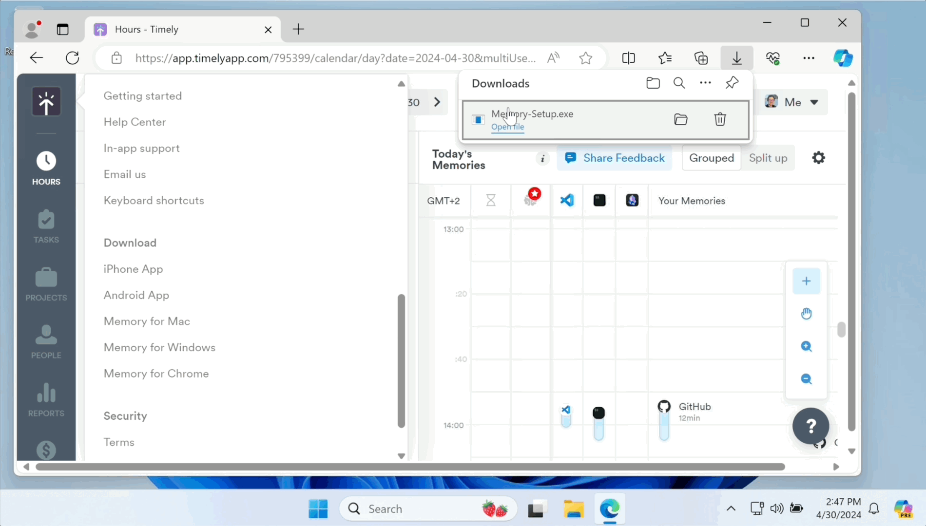 Memory for Windows sign in