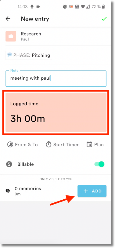 Add time from memories