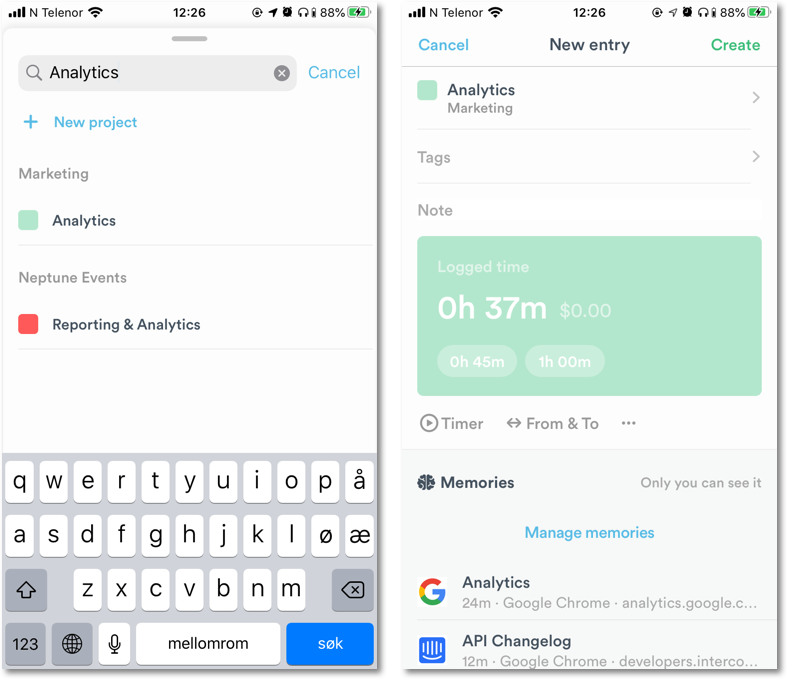 Finalize entry from memories
