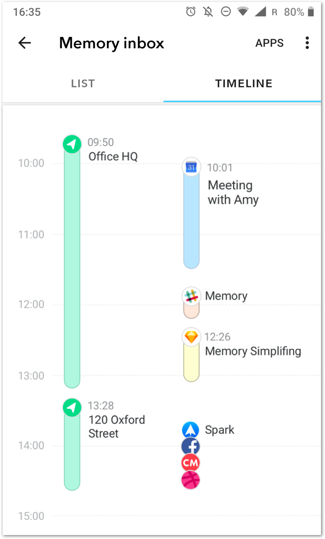 GPS locations on timeline