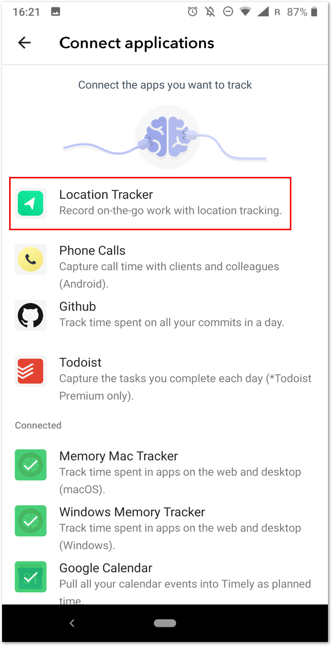 Location Tracker in app list