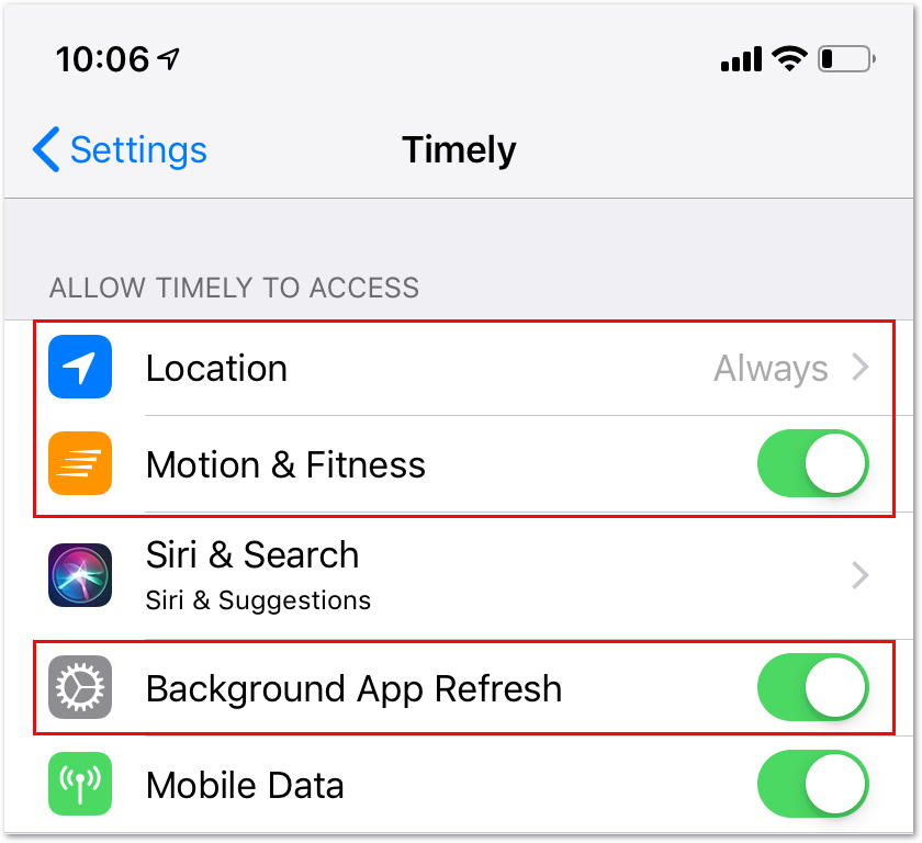 Timely iOS system settings