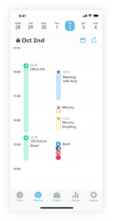 Location tracking on Memory timeline