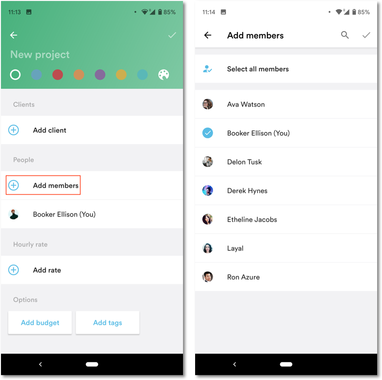 Add users to the project