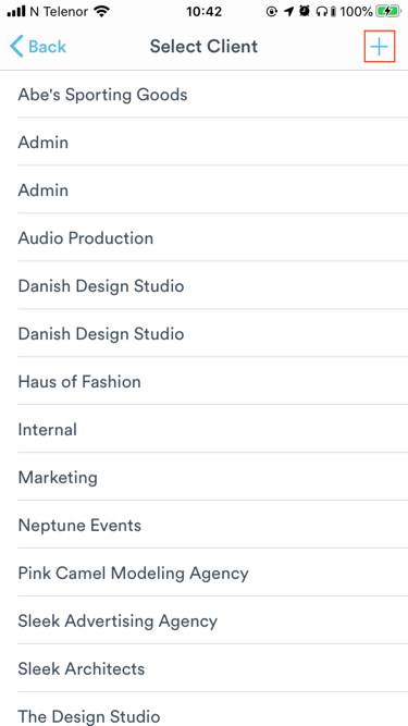 Select or create a client