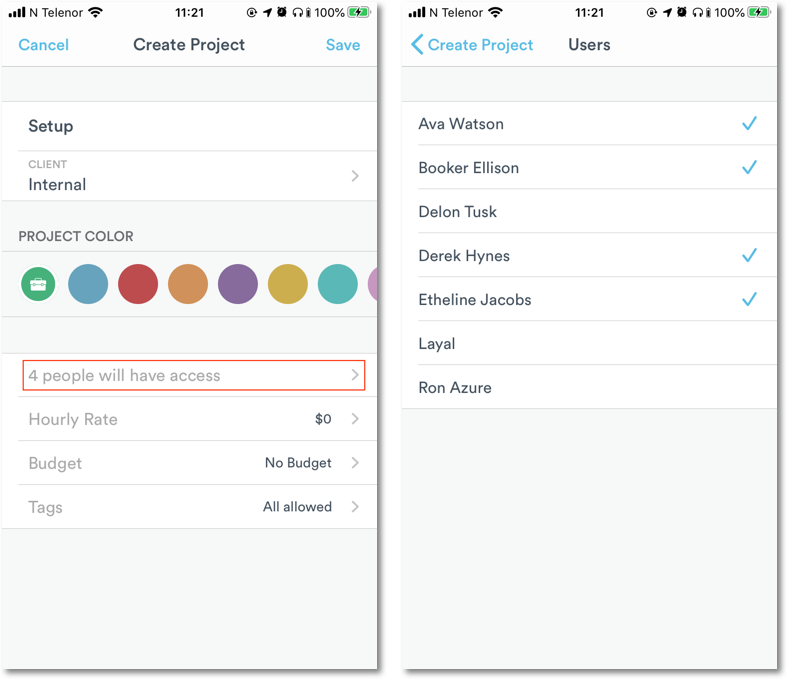 Add users to the project