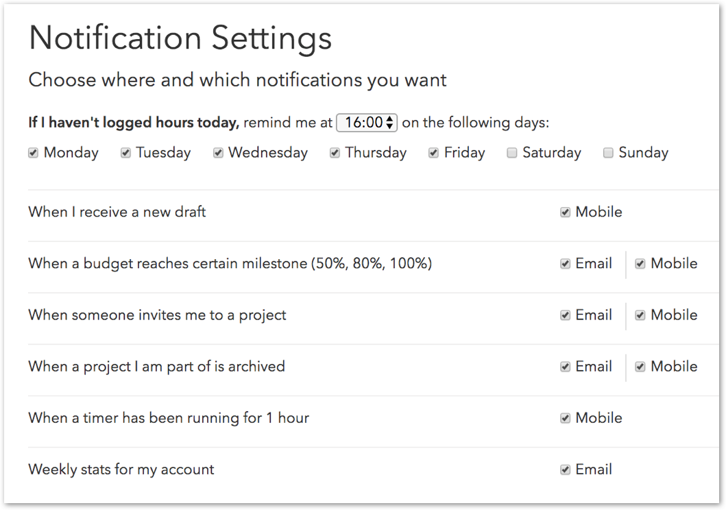 Push notification preferences