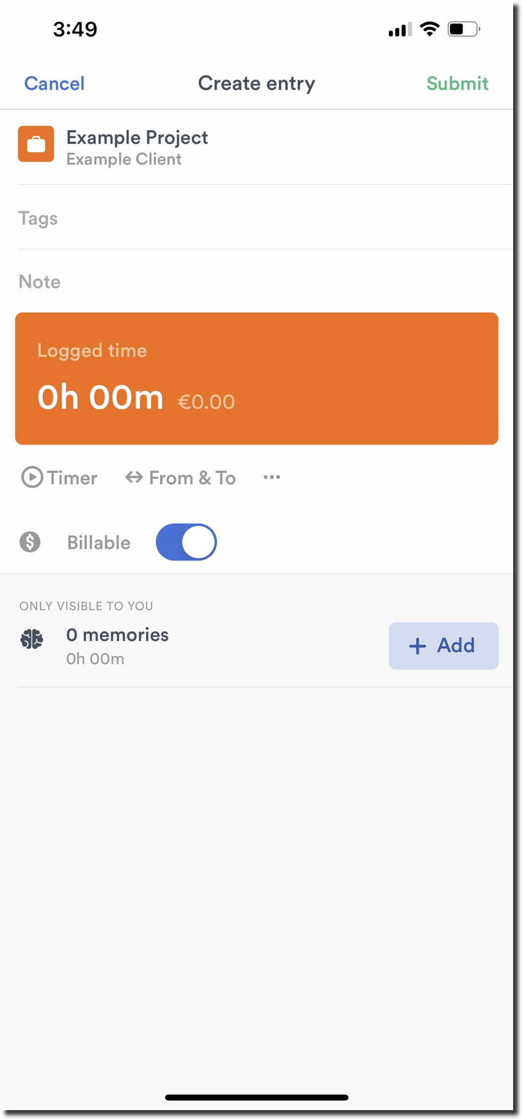 Select Task or Project