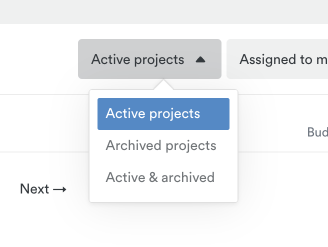 My active projects view