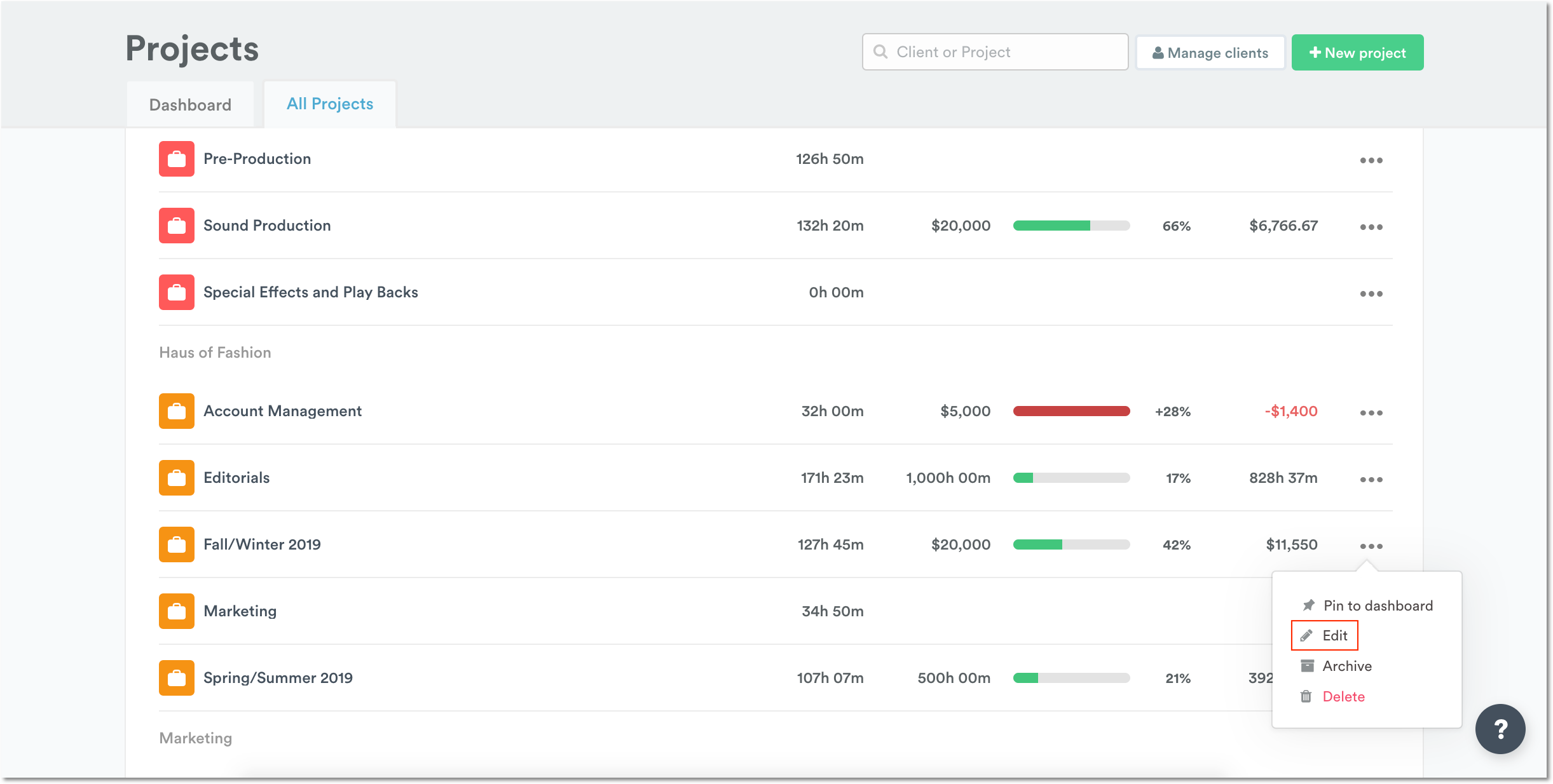 Edit from All Projects