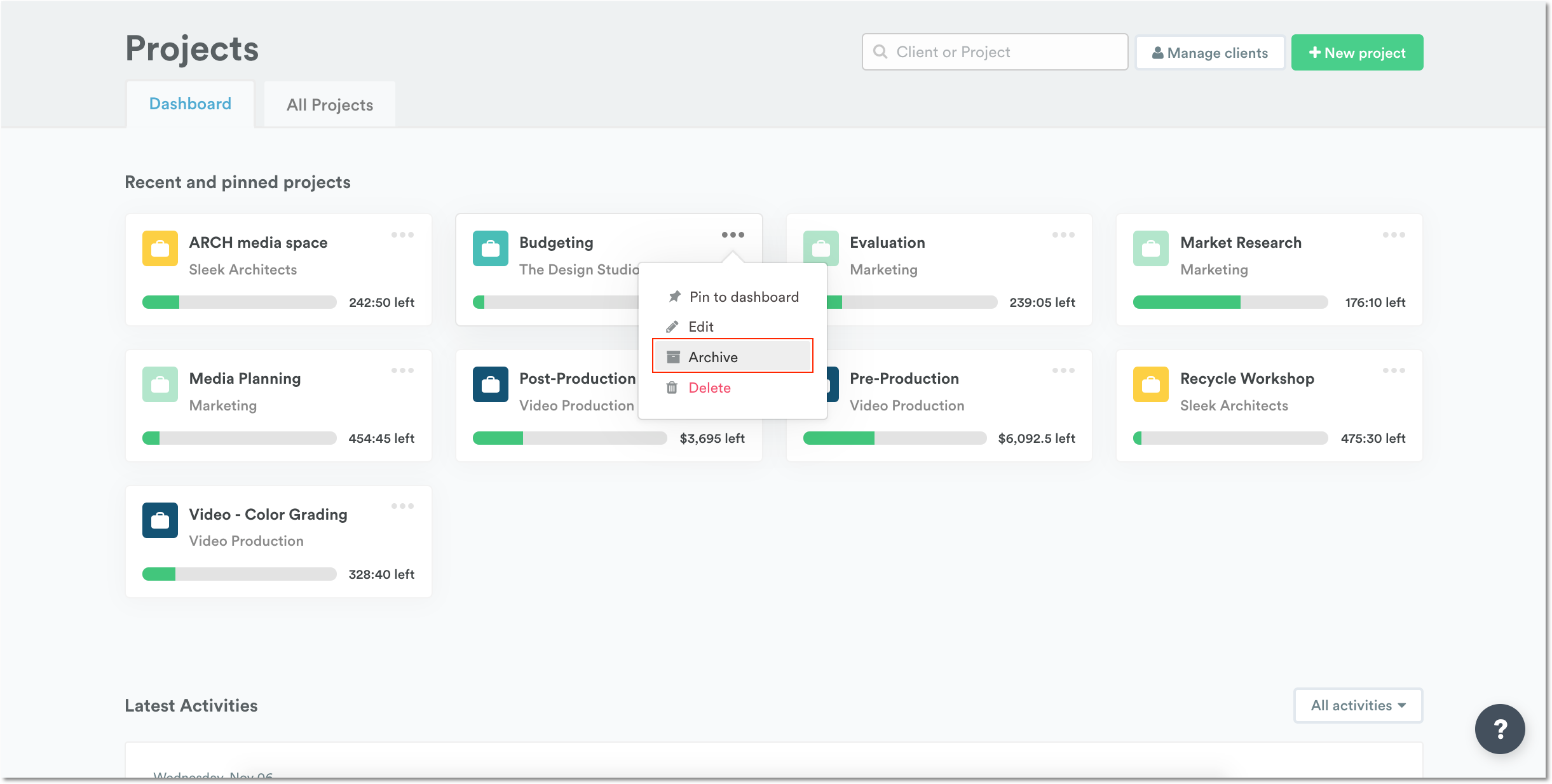Archive from Dashboard