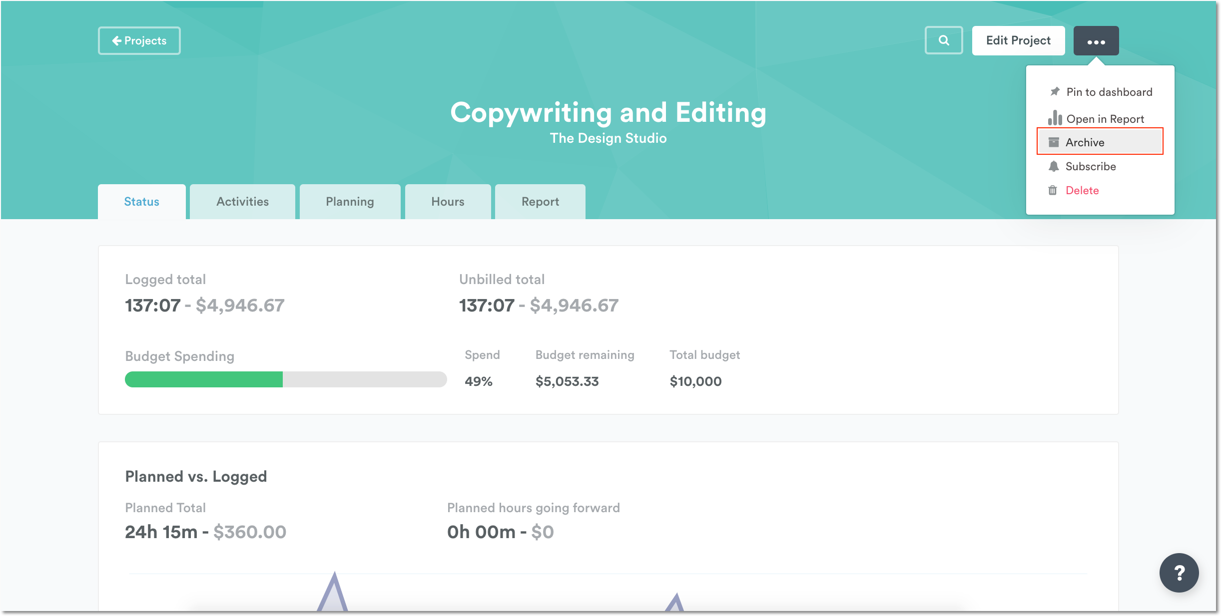 Select Archive from dropdown
