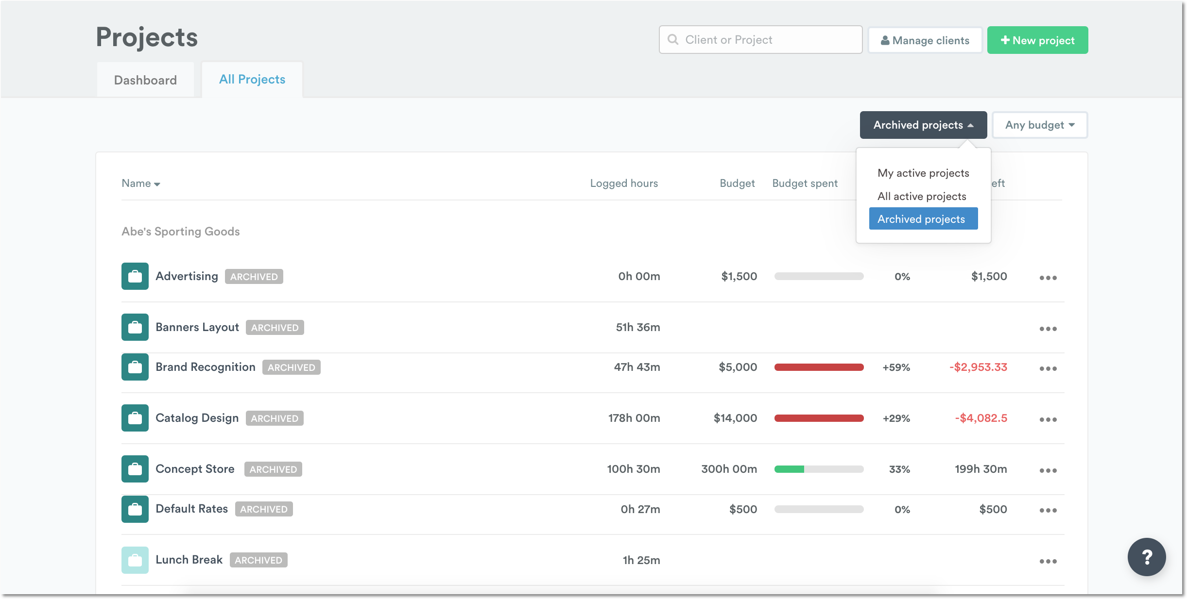 Archived Projects list