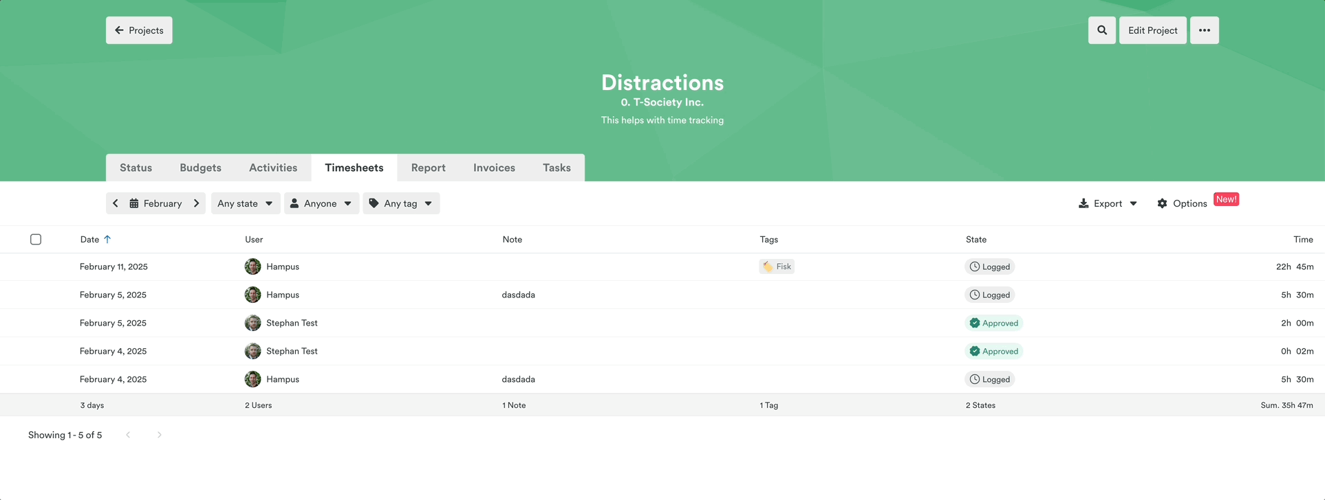 Bulk updating entry states