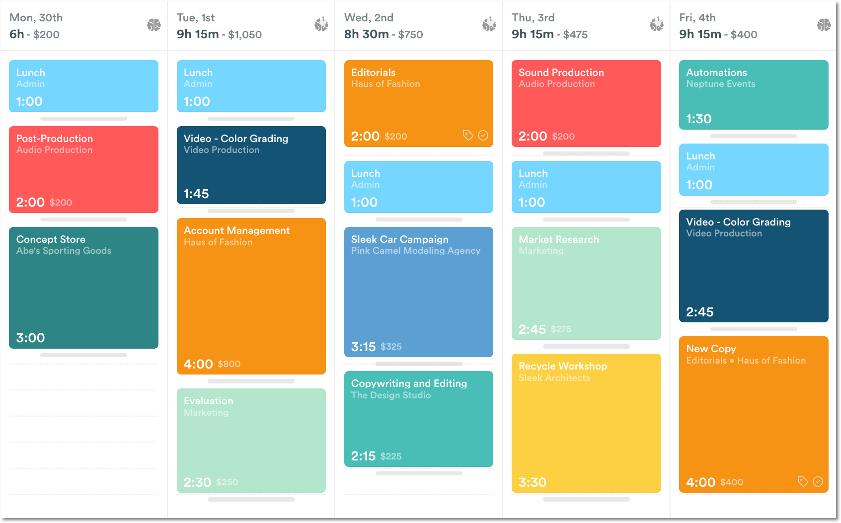 Project Colors in Week View