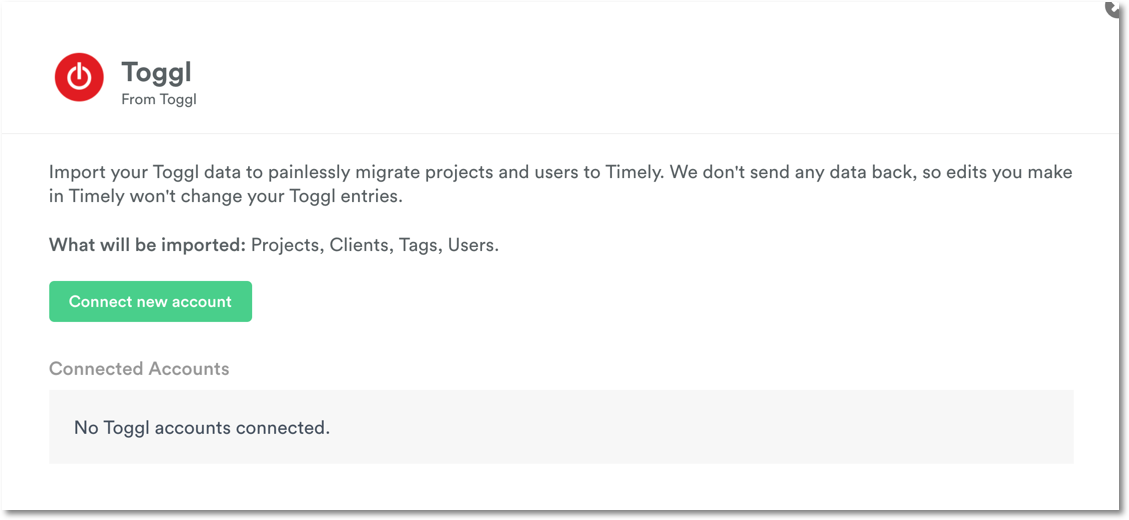 Connect Toggl integration