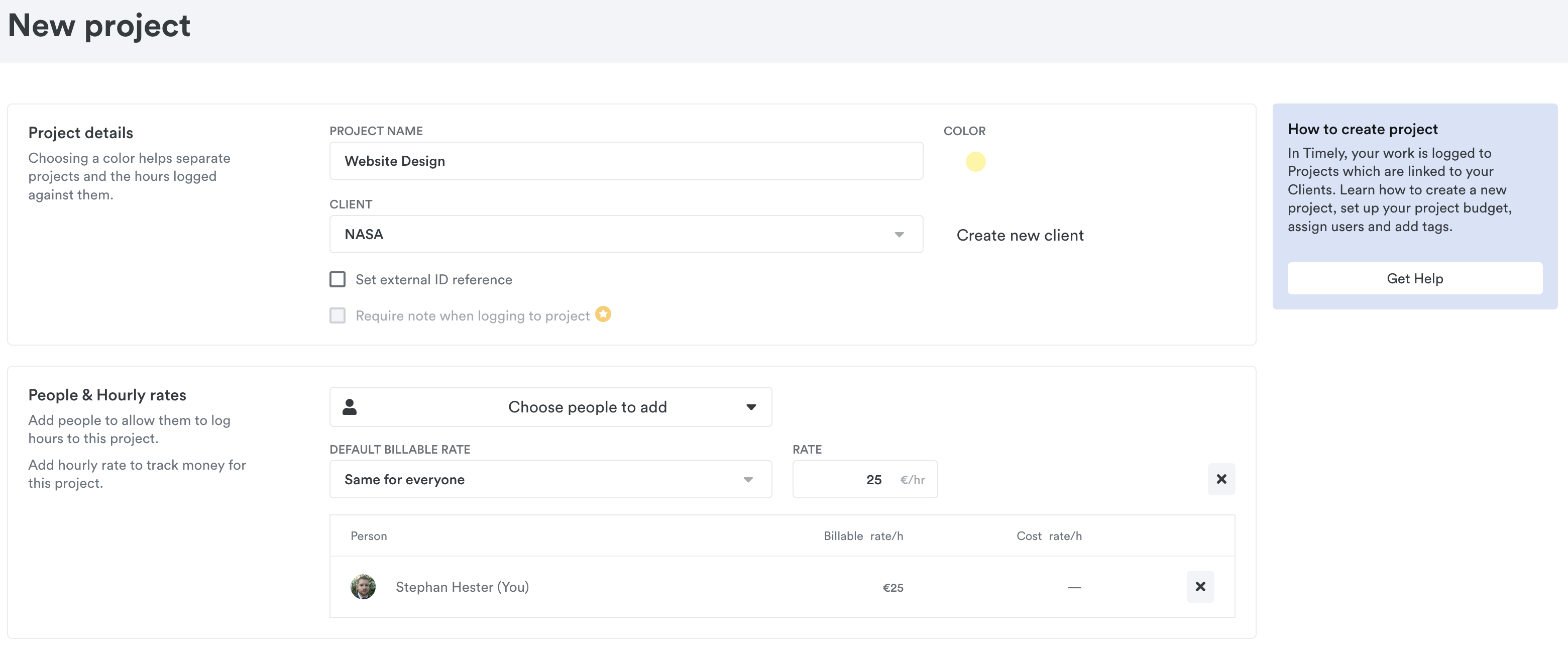 Website design project rate