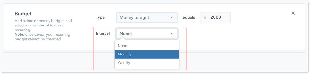 Set recurring budget interval
