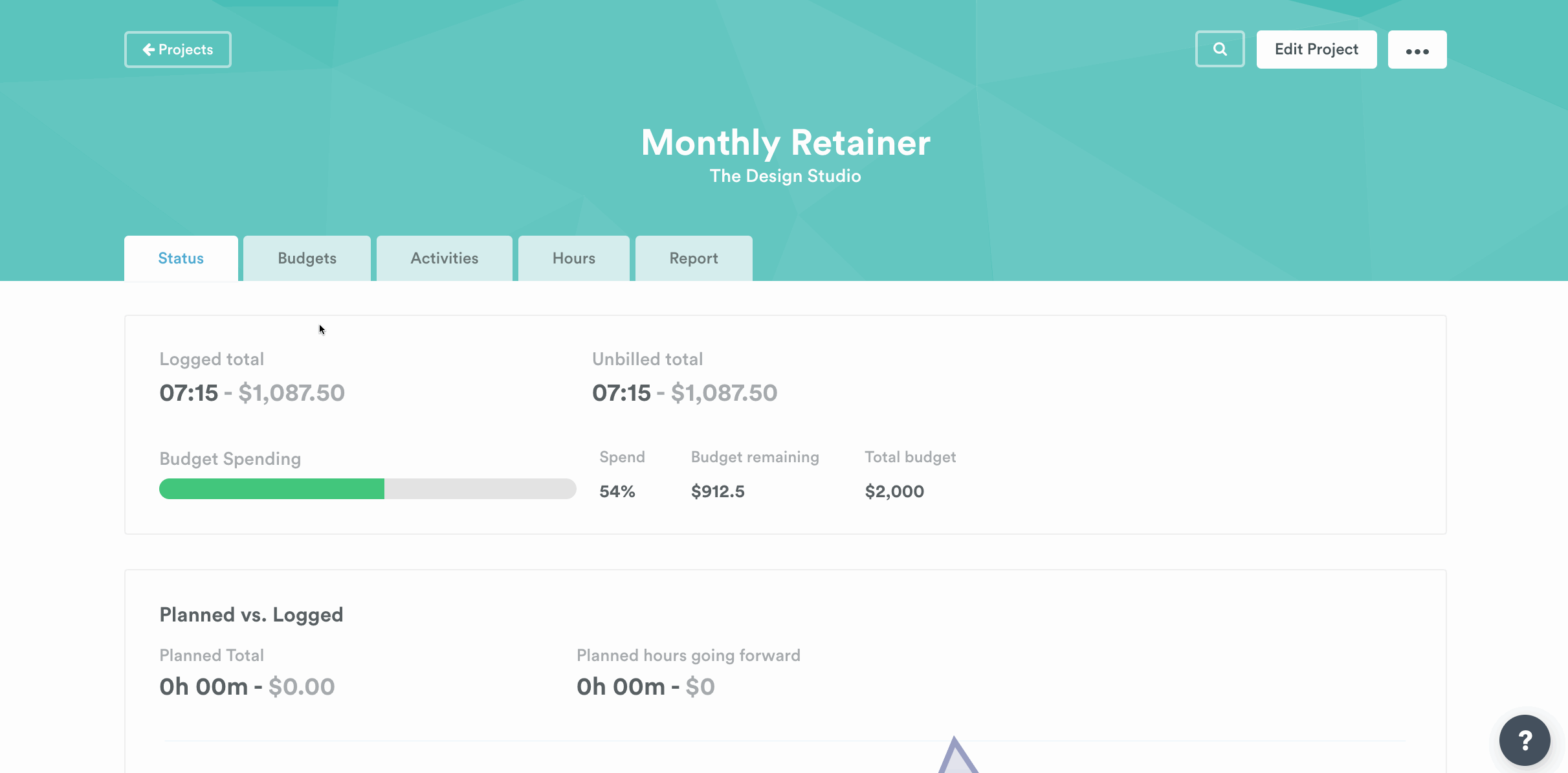 Recurring budget project report