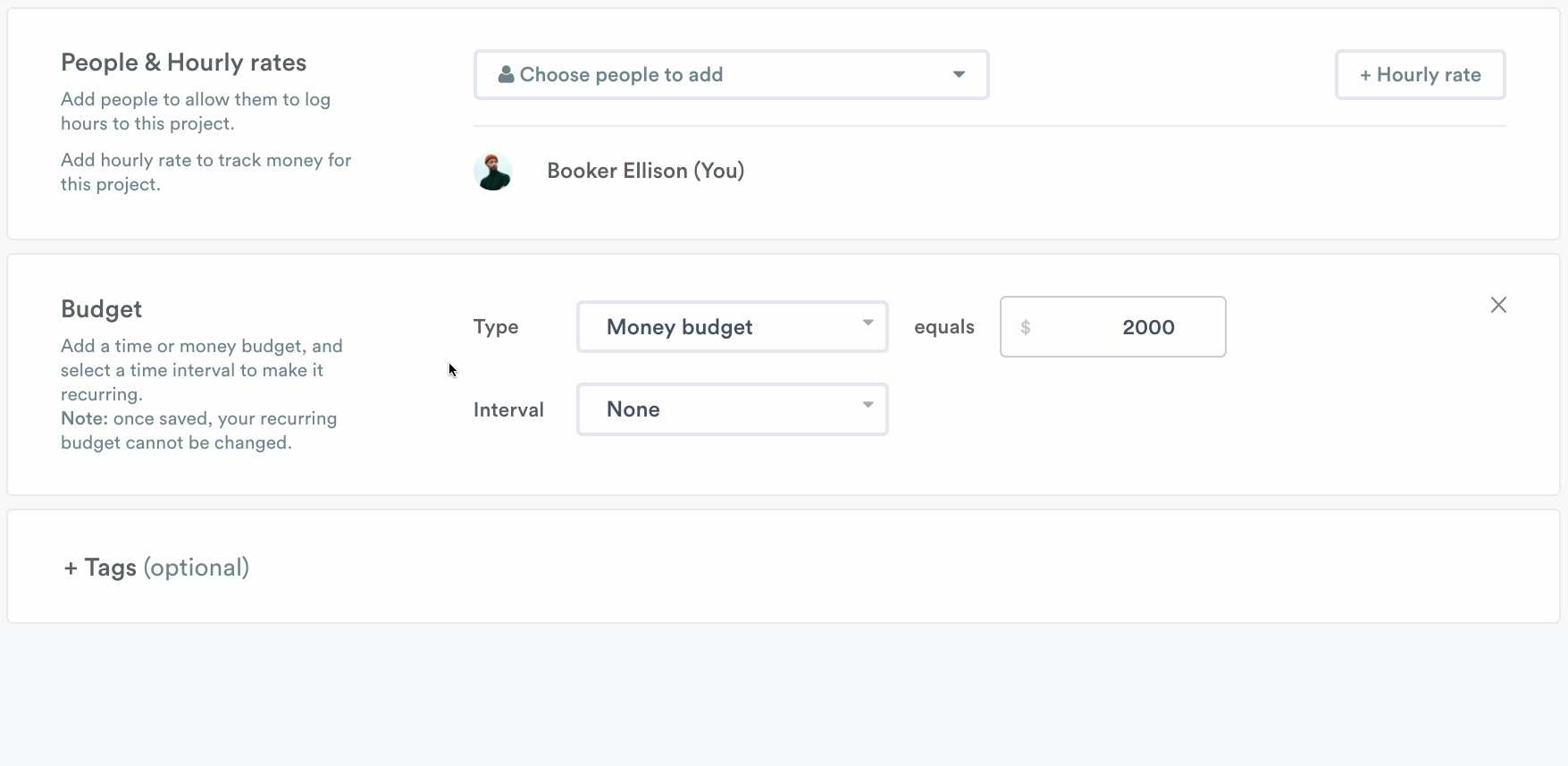 Set recurring budget