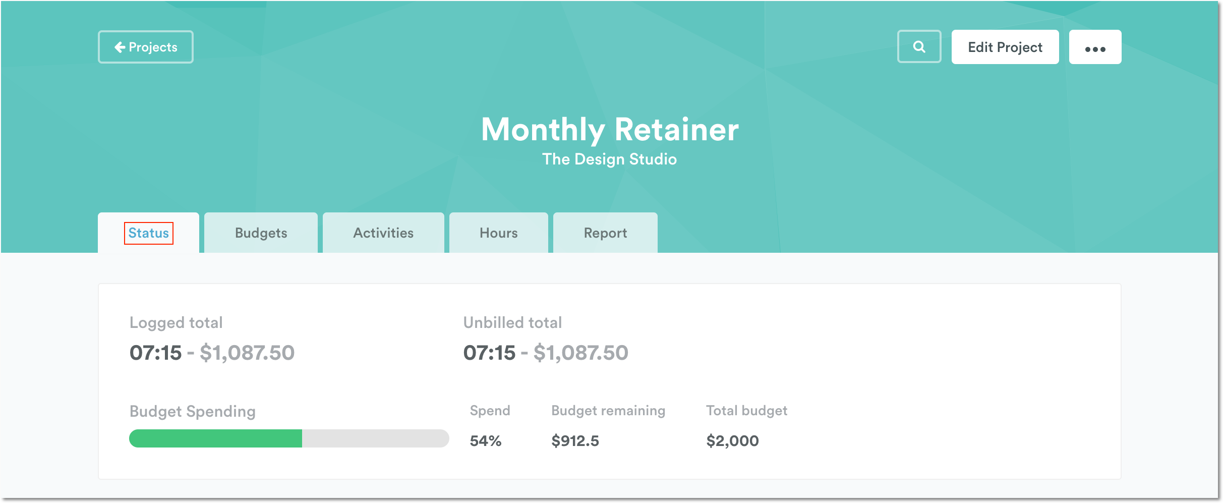 Project status with recurring budget
