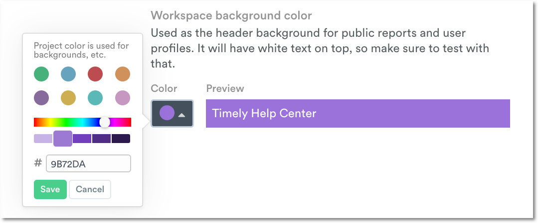 Workspace background color settings
