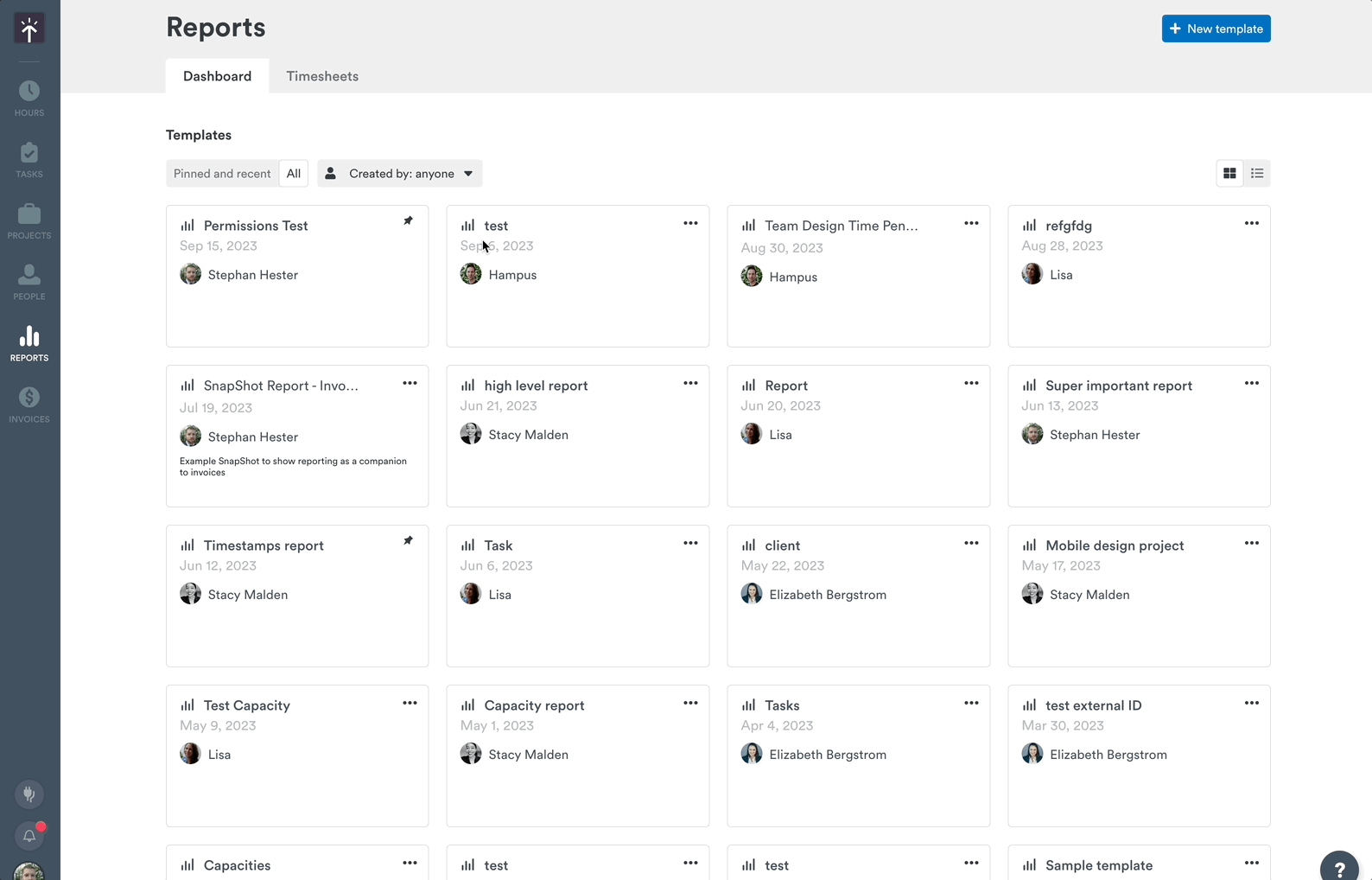 Filter reports by user