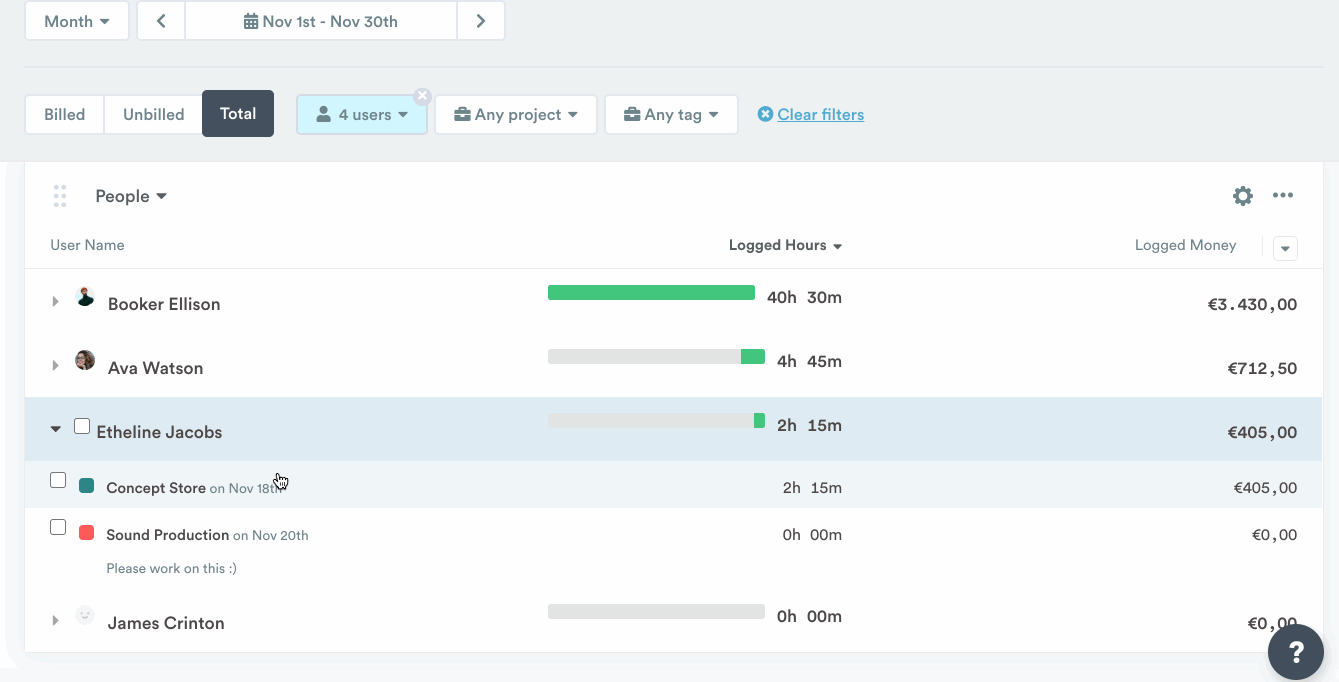 Editing entries for other users