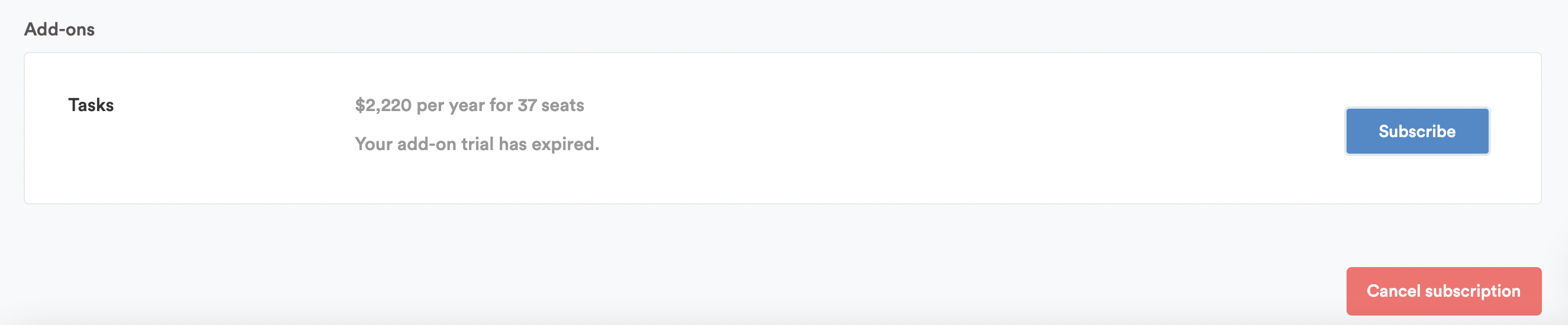 Cancel subscription button