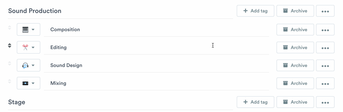 Adding a tag to a list