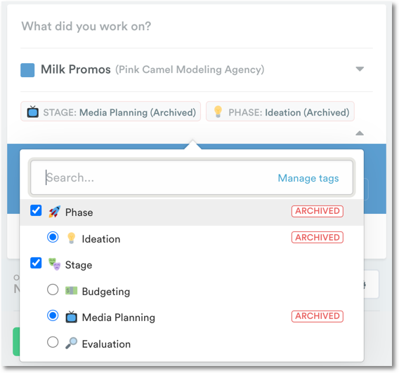 Archived tag list on existing entry