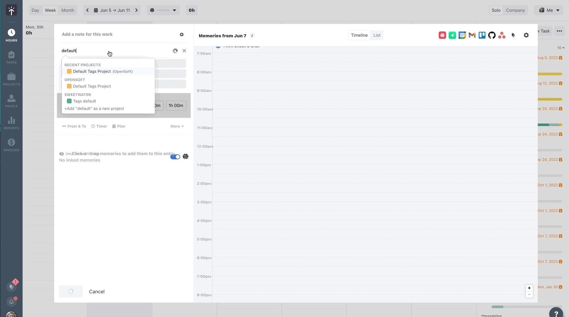 Creating an entry with default tags