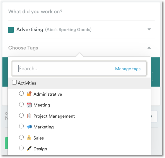 Tags visible in Hours tab