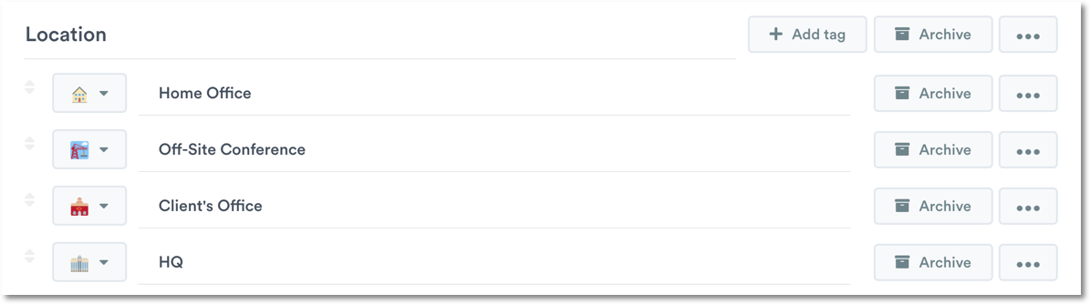 Location tag list example