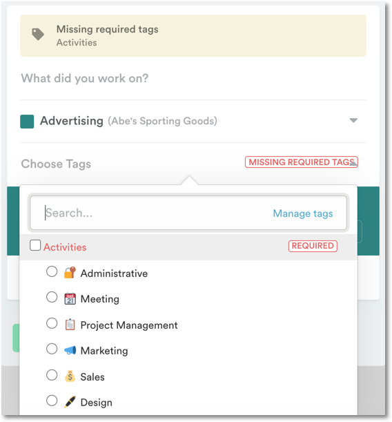 Required tags on an entry