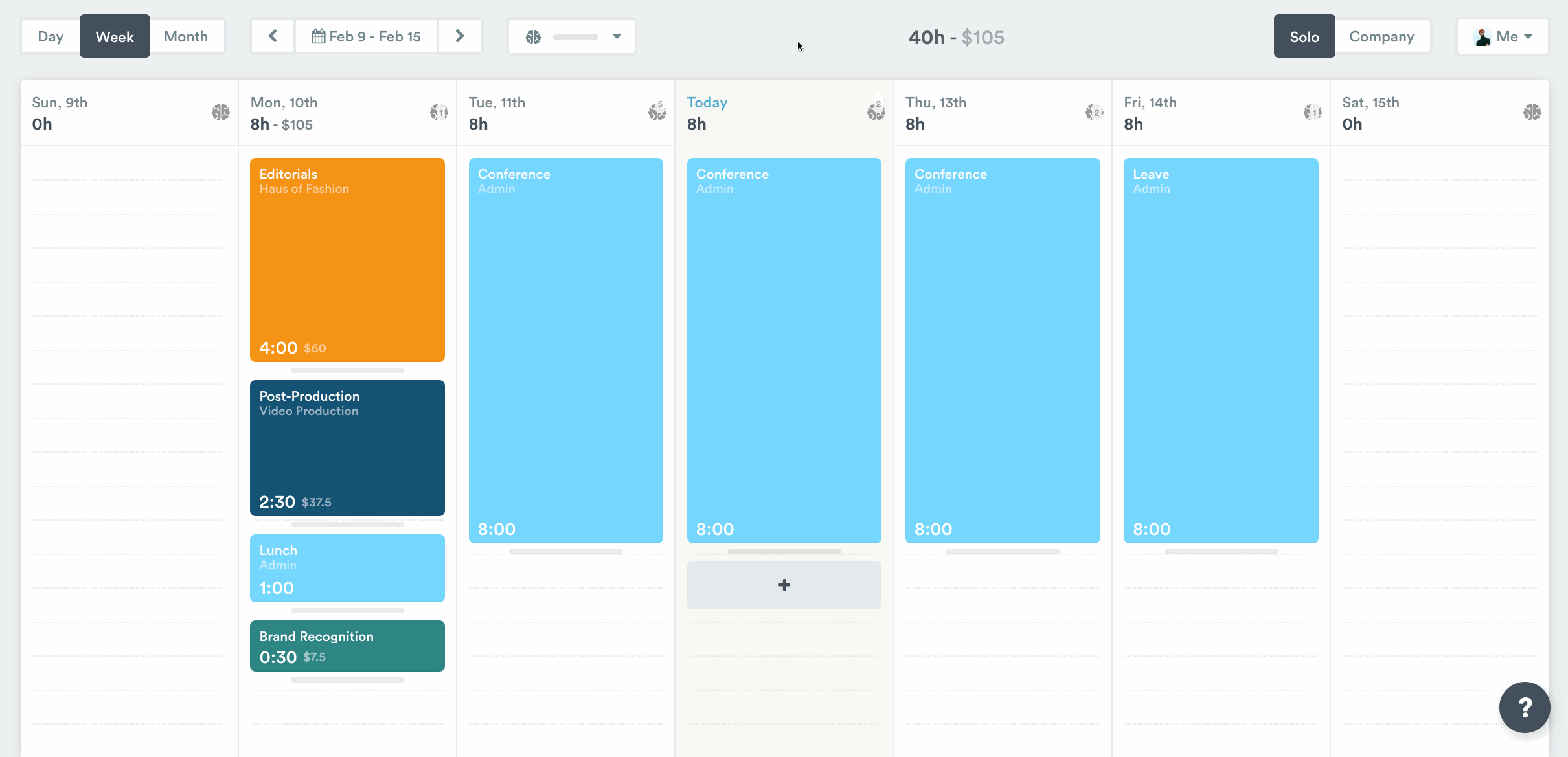 Company view showing employee absence