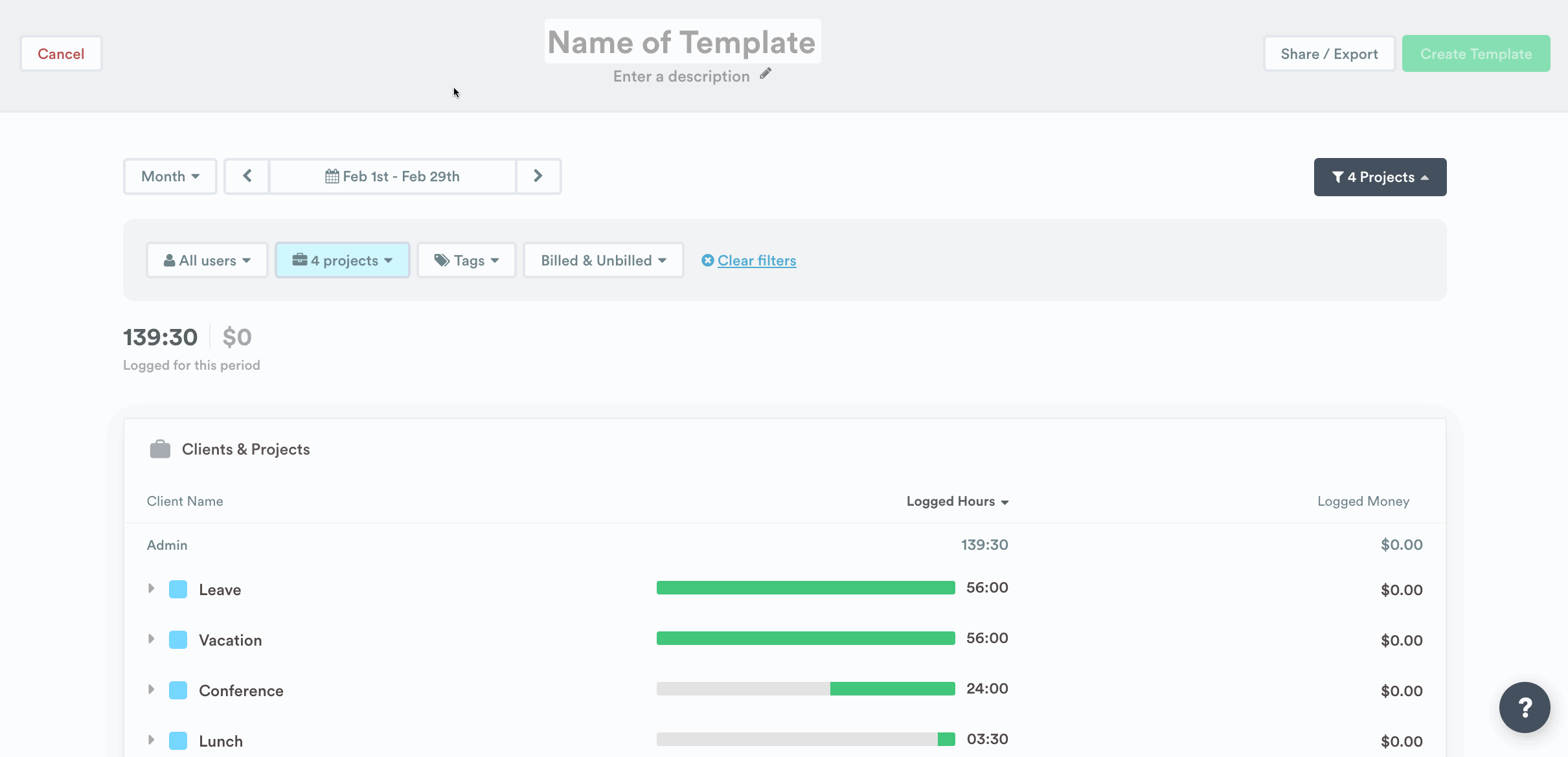 Reporting on admin hours