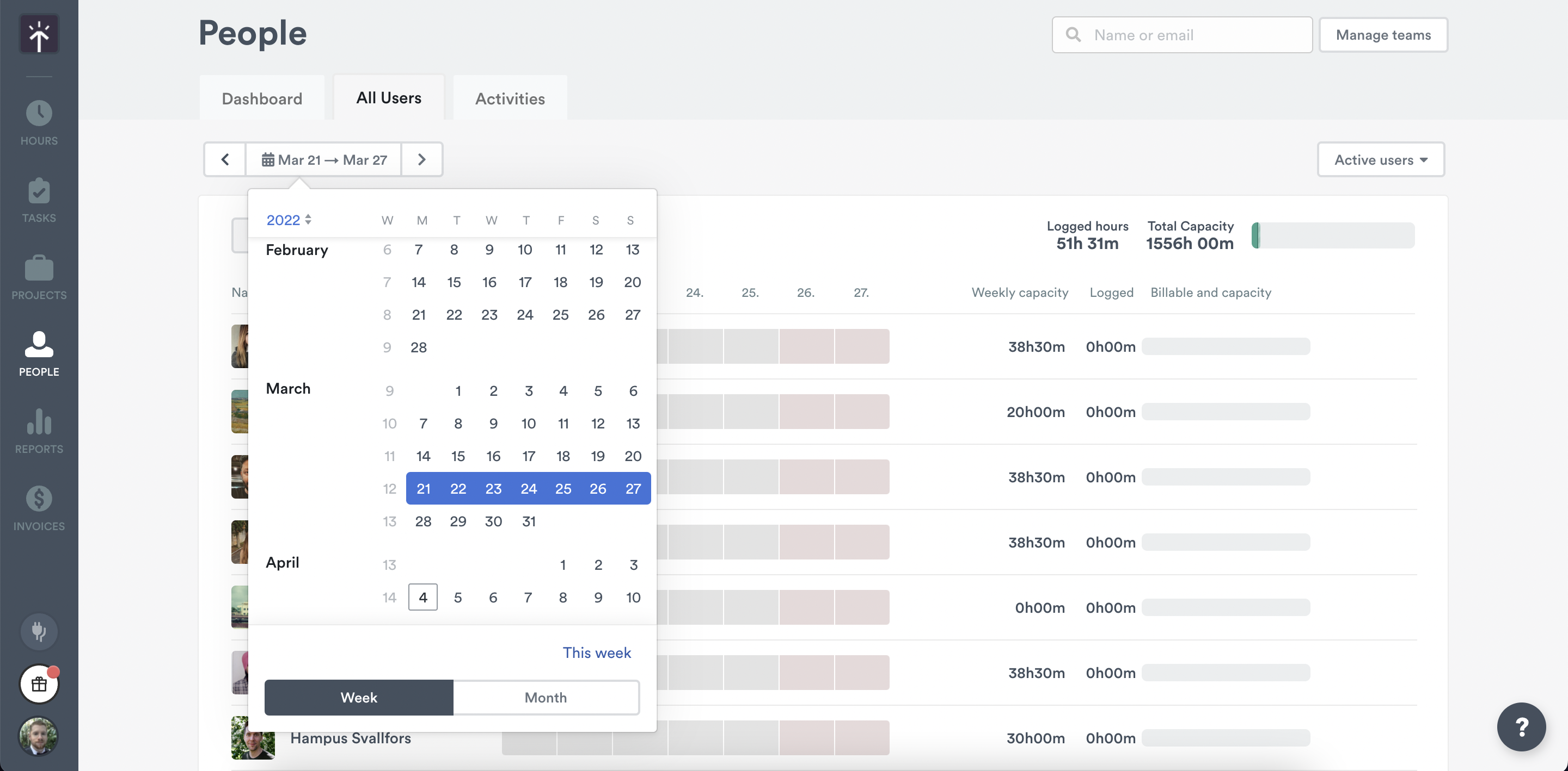 Selecting capacity timeframe