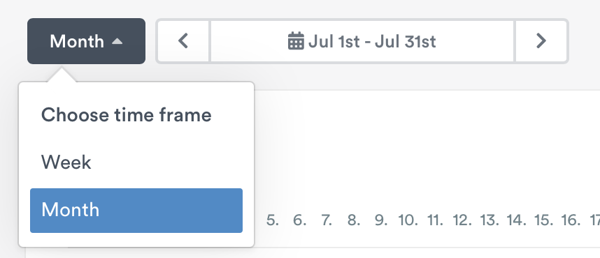 Choosing a timeframe in the Control feature
