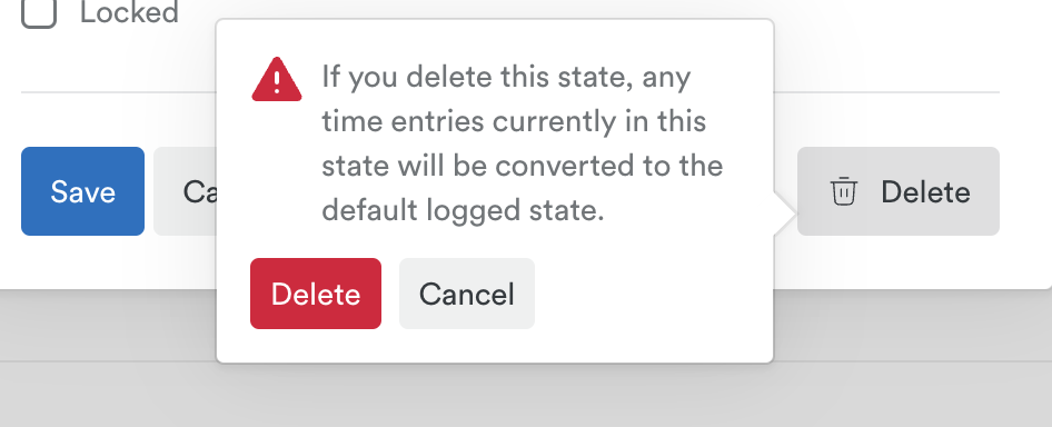 Deleting a time state