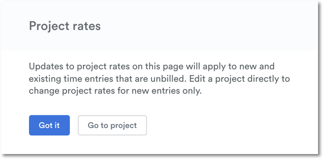 Confirm project rate change