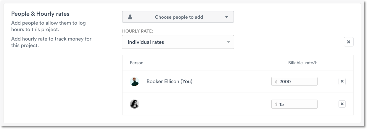 Individual rates per user