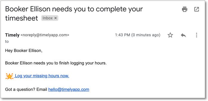 Email notification example