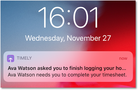 Log hours push notification