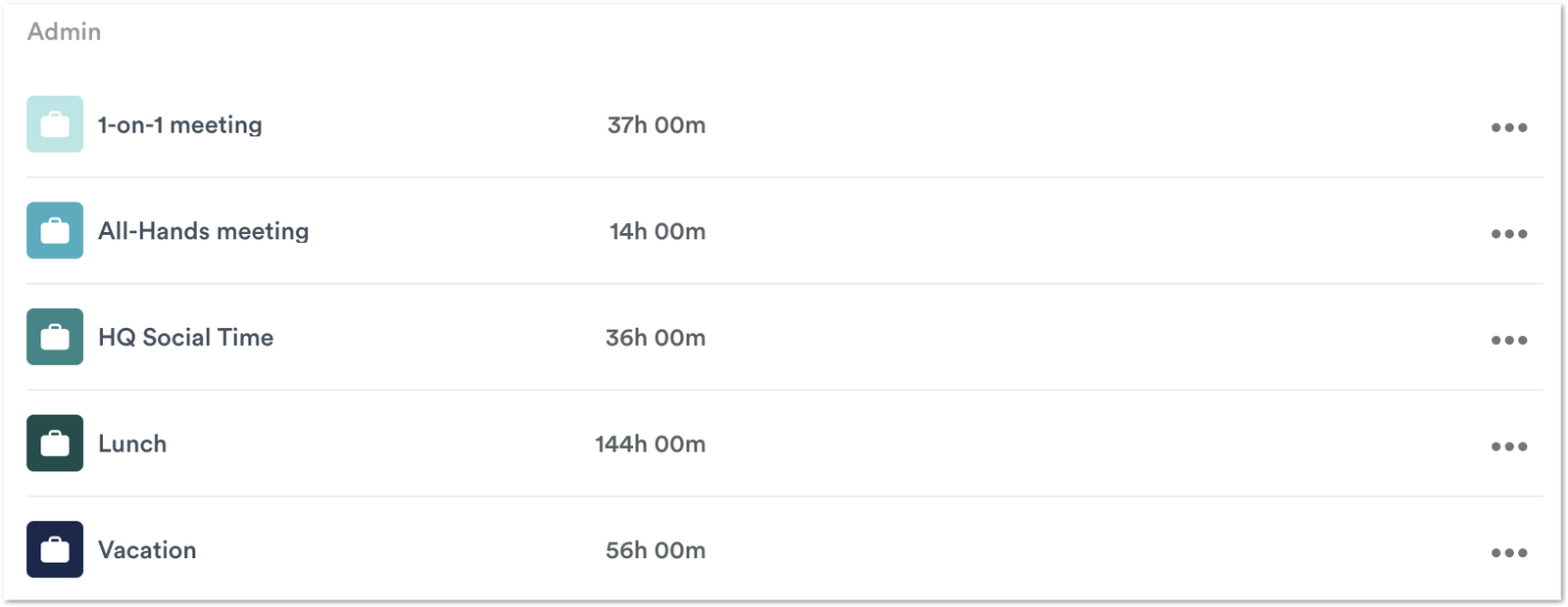 Non-billable admin projects
