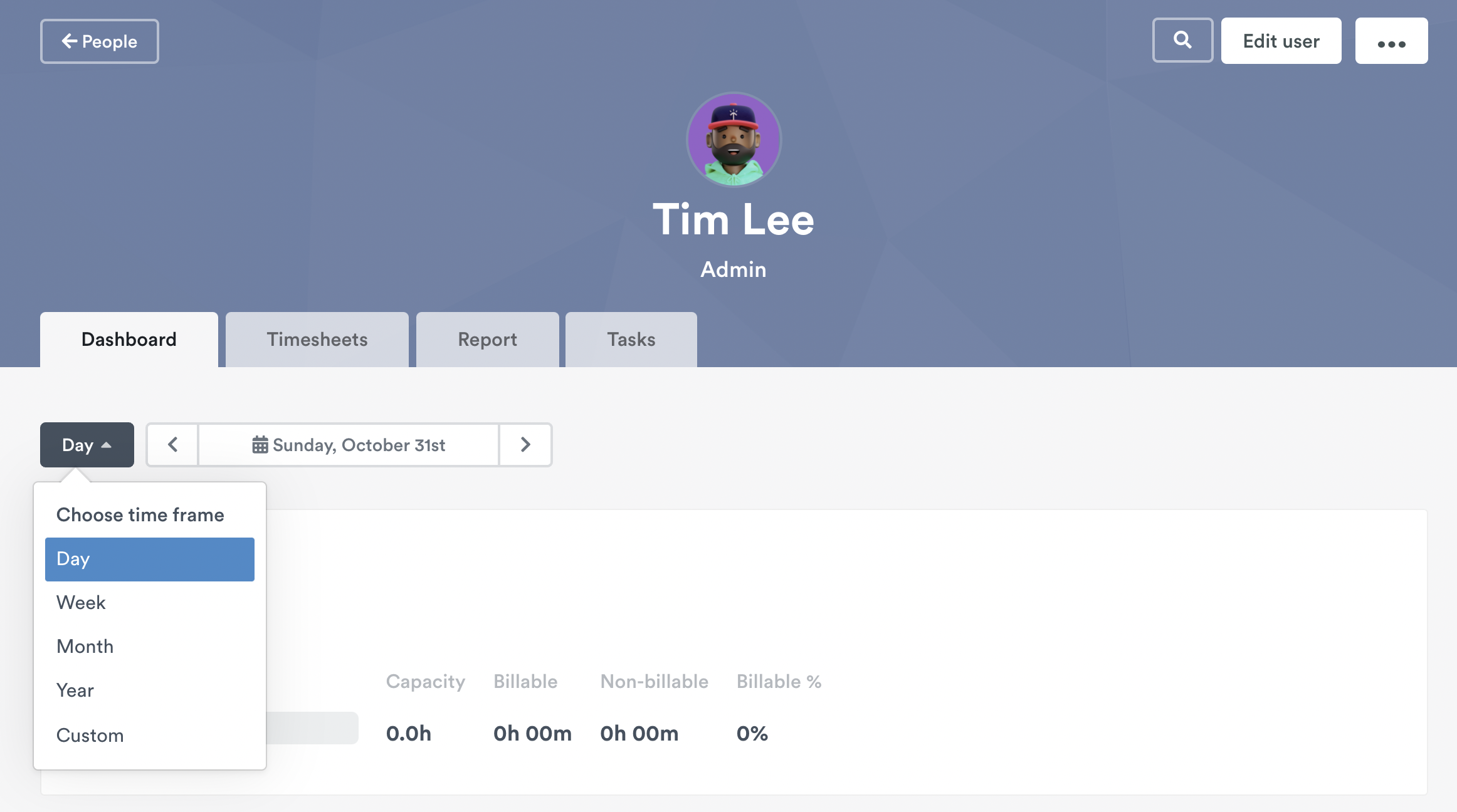 Date filter on user dashboard