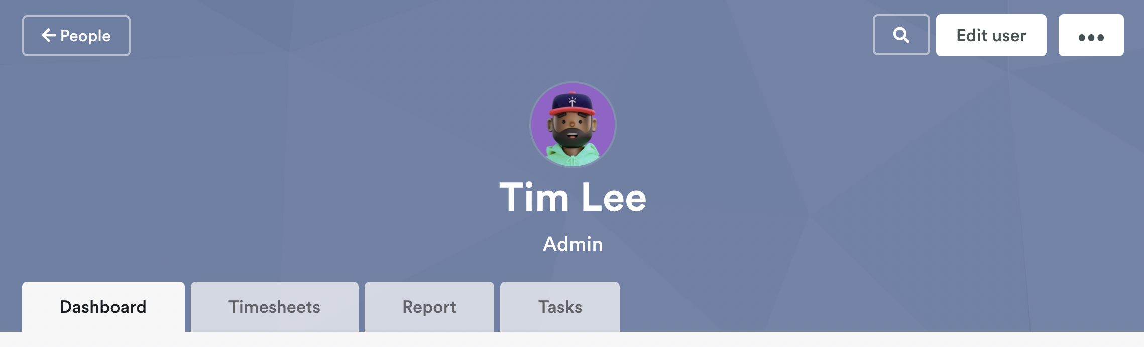 Individual user page overview